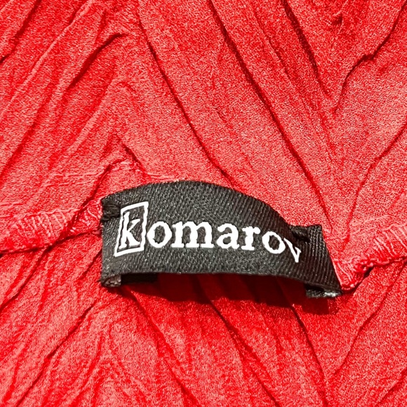 KAMAROV Red Crinkle Textured Flare Sleeve Button Down Shirt (Sz L) - Picture 2 of 6